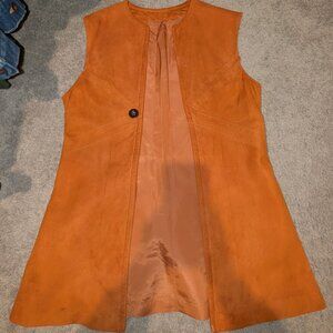 Vintage 70's Boho Orange/Rust Suede Vest Mod Hippie